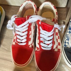 VANS OLD SKOOL SK8 SHOE RED / WHITE CHECKERED